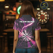 Load image into Gallery viewer, Personalized Pink Lightning Womens Dart Shirts Custom Glowing Darts Team Jersey Polo &amp; 1/4 Zip TDM5160