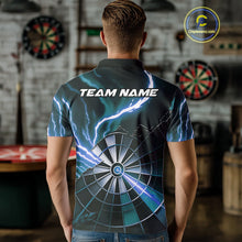 Load image into Gallery viewer, Personalized Blue Lightning Mens Dart Shirts Custom Glowing Darts Team Jersey Polo &amp; 1/4 Zip TDM5161