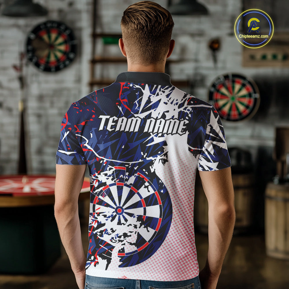 Personalized Paint Splash Darts Shirt For Men Custom Darts Jersey Team Polo & 1/4 Zip |Red TDM6063