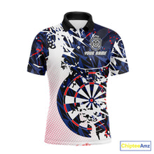 Load image into Gallery viewer, Personalized Paint Splash Darts Shirt For Men Custom Darts Jersey Team Polo &amp; 1/4 Zip |Red TDM6063