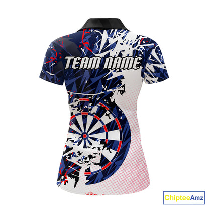 Personalized Paint Splash Darts Shirt For Women Custom Darts Jersey Team Polo & 1/4 Zip |Red TDM6063