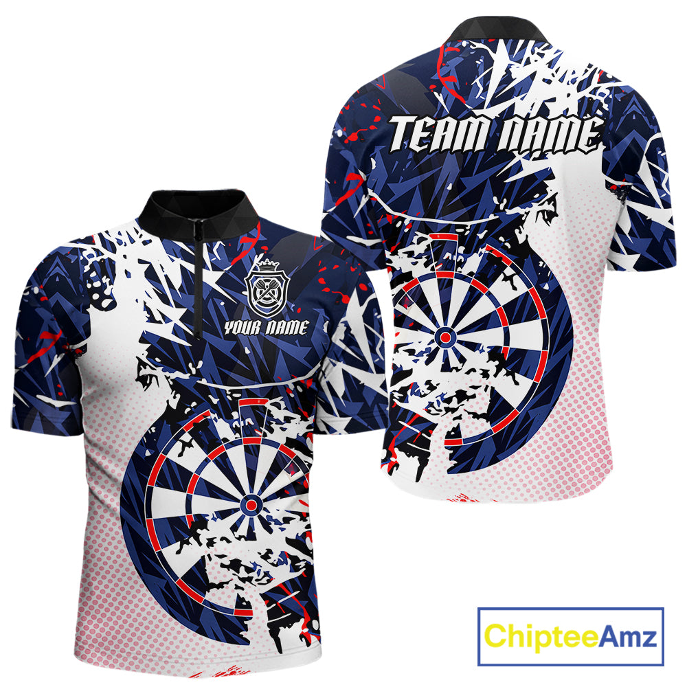 Personalized Paint Splash Darts Shirt For Men Custom Darts Jersey Team Polo & 1/4 Zip |Red TDM6063