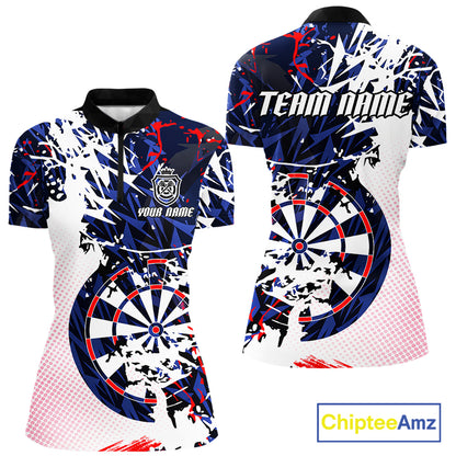 Personalized Paint Splash Darts Shirt For Women Custom Darts Jersey Team Polo & 1/4 Zip |Red TDM6063