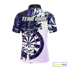 Load image into Gallery viewer, Personalized Paint Splash Darts Shirt For Men Custom Darts Jersey Team Polo &amp; 1/4 Zip |Purple TDM6064