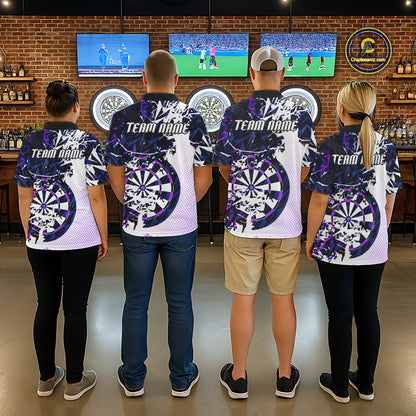 Personalized Paint Splash Darts Shirt For Women Custom Darts Jersey Team Polo & 1/4 Zip |Purple TDM6064