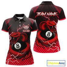Load image into Gallery viewer, Personalized Red 8 Ball Lightning Cobra Snake Women&#39;s Billiards Shirts Custom Pool Team Jerseys TDM5197