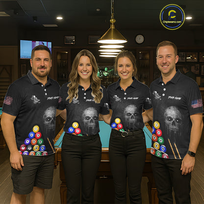 Personalized Grunge Skull Billiard Shirt For Women Custom Pool Team Jersey Polo & 1/4 Zip TDM5920
