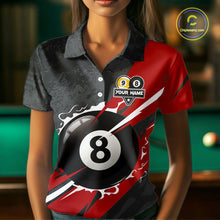 Load image into Gallery viewer, Black And Red 8 Ball &amp; 9 Ball Billiard Shirt For Women Custom Pool Jersey, Billiard Team Shirts TDM5019