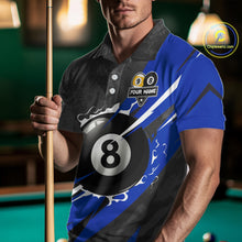 Load image into Gallery viewer, Black And Blue 8 Ball &amp; 9 Ball Billiard Shirt For Men Custom Pool Jersey, Billiard Team Shirts TDM5020