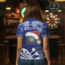 Load image into Gallery viewer, Blue Christmas Snowflake Pattern Darts Shirt For Women Custom Dart Jersey, Xmas Darts Gifts TDM5224