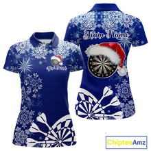 Load image into Gallery viewer, Blue Christmas Snowflake Pattern Darts Shirt For Women Custom Dart Jersey, Xmas Darts Gifts TDM5224