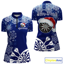 Load image into Gallery viewer, Blue Christmas Snowflake Pattern Darts Shirt For Women Custom Dart Jersey, Xmas Darts Gifts TDM5224