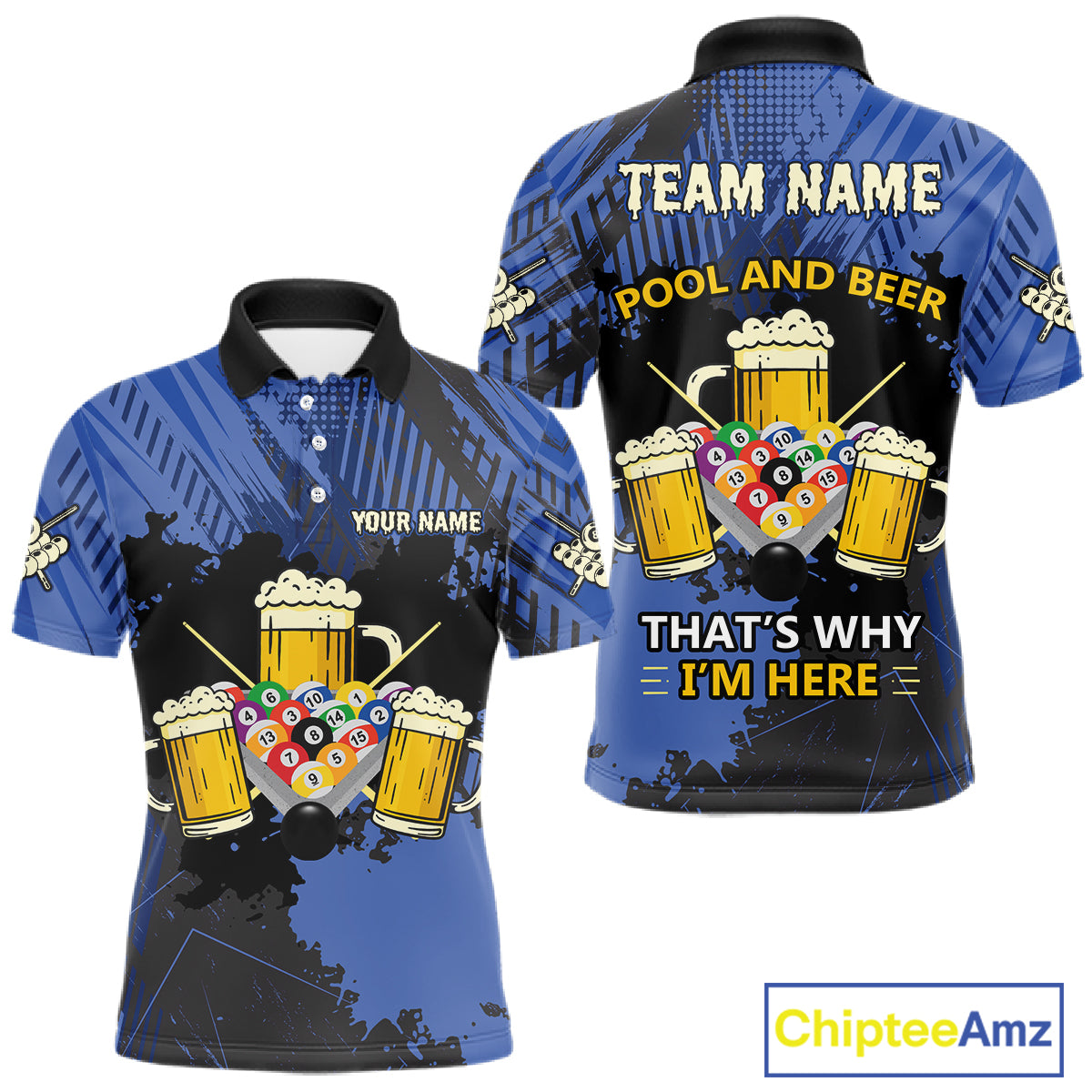 Billiard Pool And Beer That's Why I'm Here Polo & 1/4 Zip For Men Custom Funny Billiard Jersey TDM4833