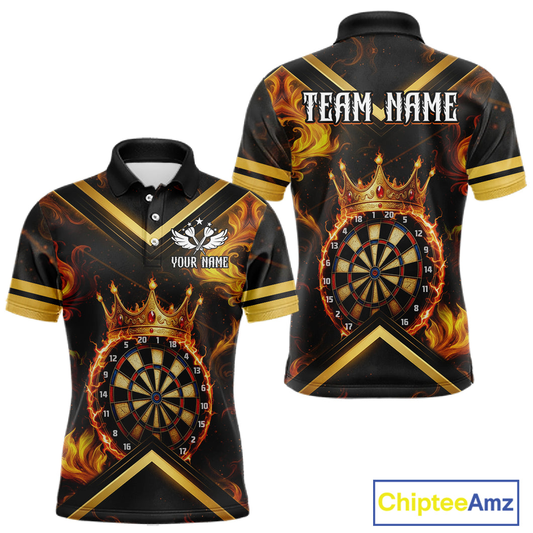 Black And Gold Dartboard Crown Darts Shirt For Men Custom Dart Jerseys Team Polo & 1/4 Zip TDM5278