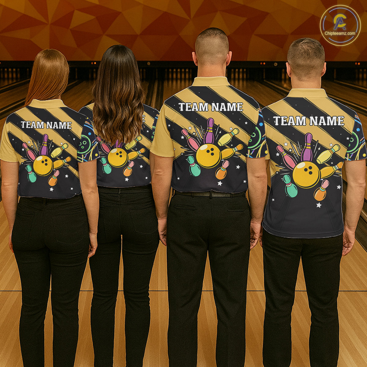 Personalized Funny Neon Bowing Shirt For Women, Retro Bowling Team Jersey Polo & 1/4 Zip | Yellow TDM6186