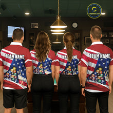 Load image into Gallery viewer, Personalized American Flag Billiard Shirt For Men Custom Patriotic Pool Team Jersey Polo &amp; 1/4 Zip TDM5610
