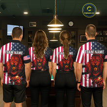 Load image into Gallery viewer, American Flag Lion 8 Ball Billiard Shirt For Men Custom Patriotic Pool Team Shirt Polo &amp; 1/4 Zip TDM5341