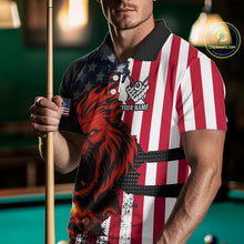 Load image into Gallery viewer, Personalized Lion American Flag Billiard Shirt For Men, 8 Ball Pool Team Jersey Polo &amp; 1/4 Zip TDM5342