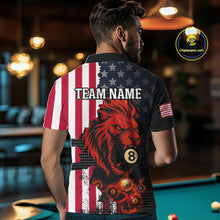 Load image into Gallery viewer, American Flag Lion 8 Ball Billiard Shirt For Men Custom Patriotic Pool Team Shirt Polo &amp; 1/4 Zip TDM5341