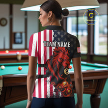 Load image into Gallery viewer, Personalized Lion American Flag Billiard Shirt For Women, 8 Ball Pool Team Jersey Polo &amp; 1/4 Zip TDM5342