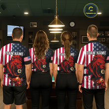 Load image into Gallery viewer, Personalized Lion American Flag Billiard Shirt For Men, 8 Ball Pool Team Jersey Polo &amp; 1/4 Zip TDM5342