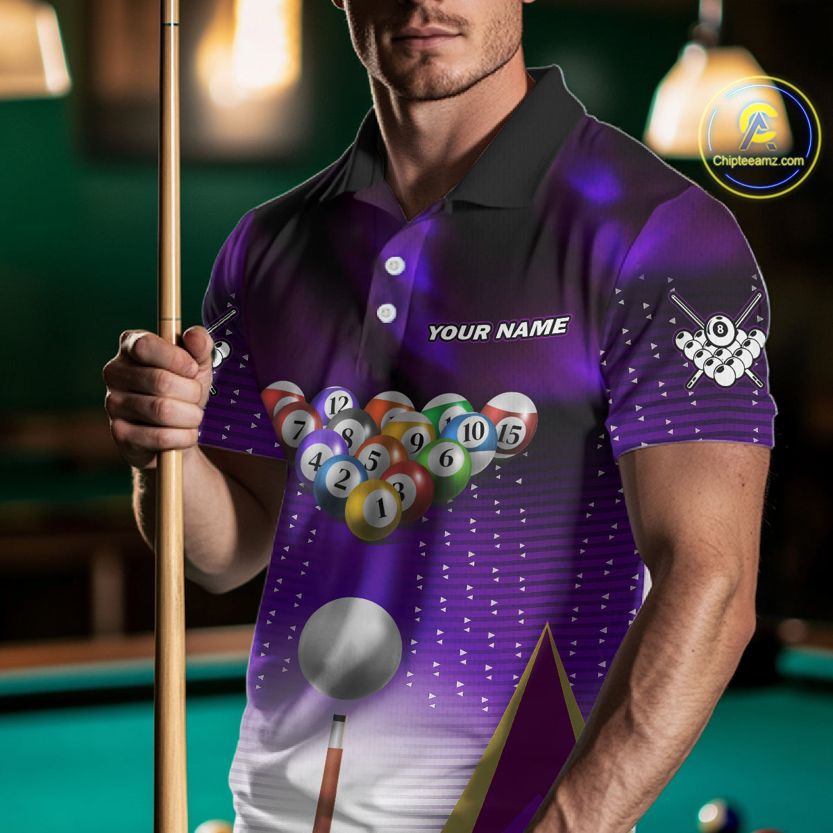 Purple Billiard Jersey For Men Custom Billiard Tournament Shirt, Pool Team Jersey Polo & 1/4 Zip TDM4932