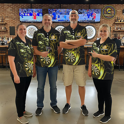 Personalized Skull & Dragon Darts Shirt For Women Custom Lightning Dartboard Team Jersey |Yellow TDM5651