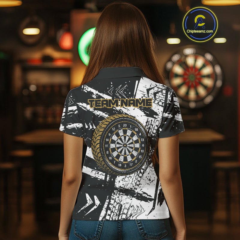 Custom Black And Yellow Wheel Dartboards Dart Shirts For Women Outfits Grunge Dart Jerseys NYN0079