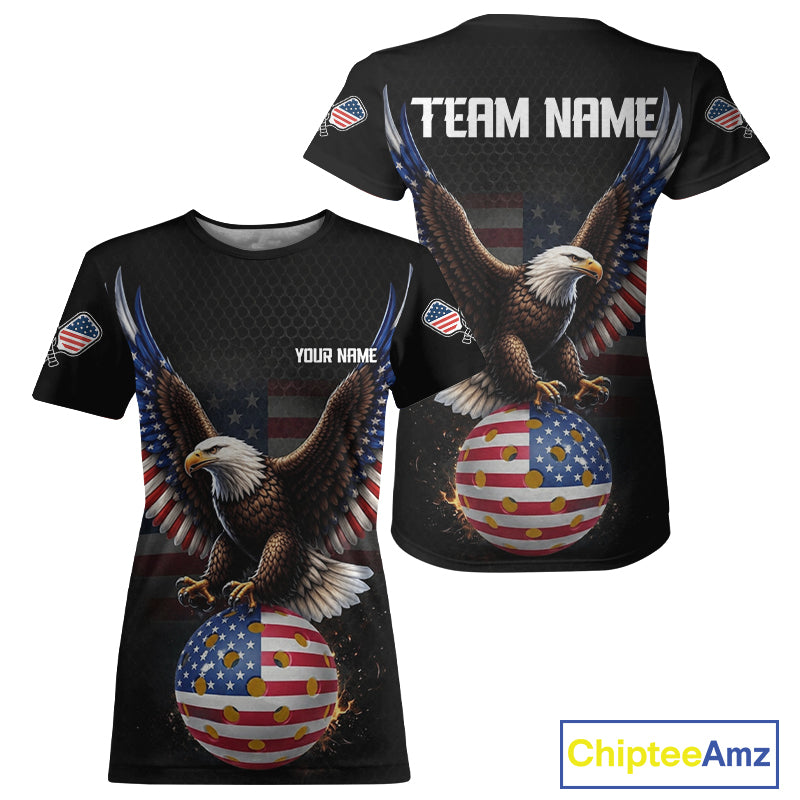 USA Flag 250th Anniversary Eagle Pickleball Shirt For Women Patriotic Pickleball Apparel