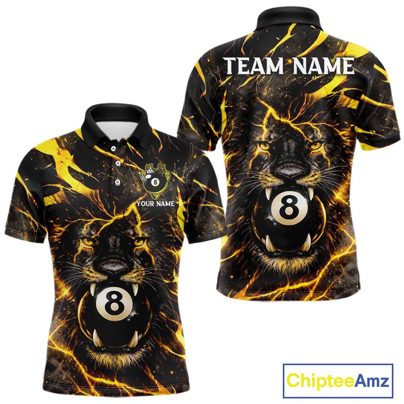 Black And Yellow Tiger Crown 8 Ball Pool Billiard Shirt For Men Personalized Billiard Team Apparel NYN2632