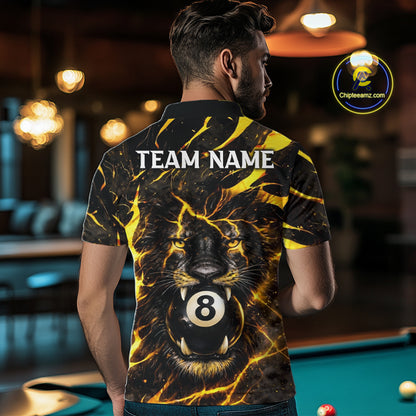 Black And Yellow Tiger Crown 8 Ball Pool Billiard Shirt For Men Personalized Billiard Team Apparel NYN2632
