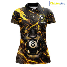 Load image into Gallery viewer, Black And Yellow Tiger Crown 8 Ball Pool Billiard Shirt For Women Personalized Billiard Team Apparel NYN2632
