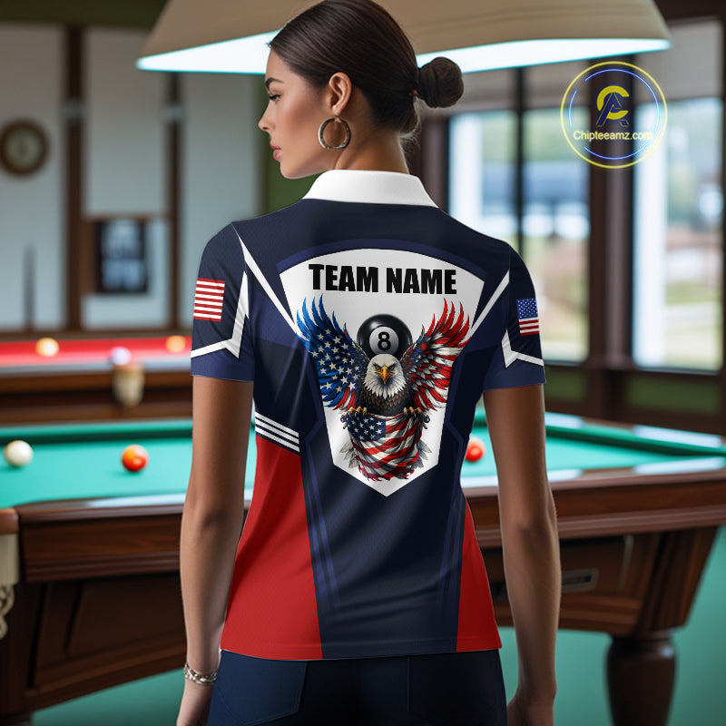 250 Years Freedom Eagle 8 Ball 9 Ball Pool Women Billiard Shirt Custom American Flag Billiard Apparel NYN2634