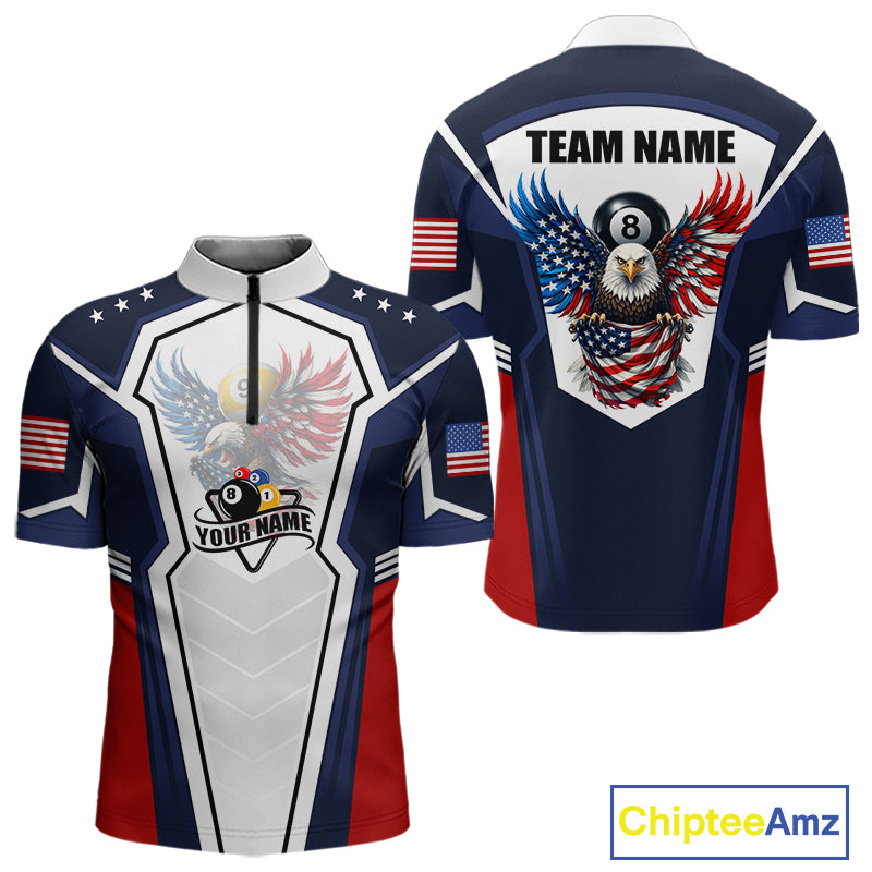 250 Years Freedom Eagle 8 Ball 9 Ball Pool Men Billiard Shirt Custom American Flag Billiard Apparel NYN2634