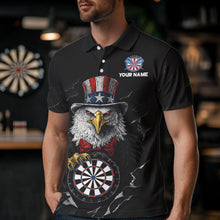Load image into Gallery viewer, Custom Patriotic Funny Eagle Dartboard Men Darts Polo &amp; Quarter-Zip Shirt Personalized Dart Jerseys NYN2771