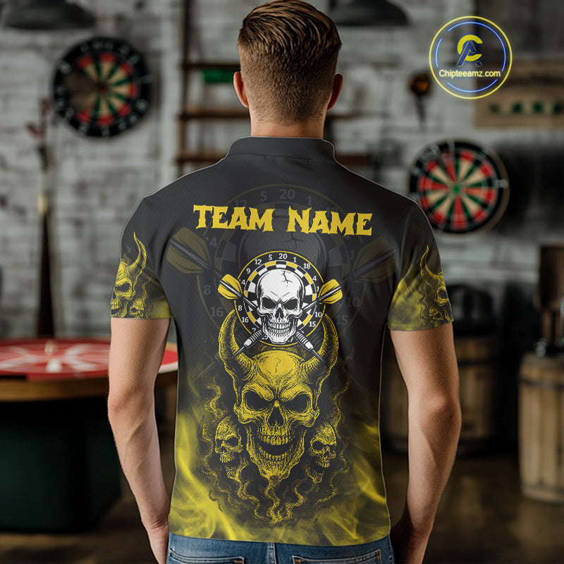 Yellow Smokes Skulls Dart Arrows Custom Dart Shirts For Men, Dart Team Jerseys NYN0086