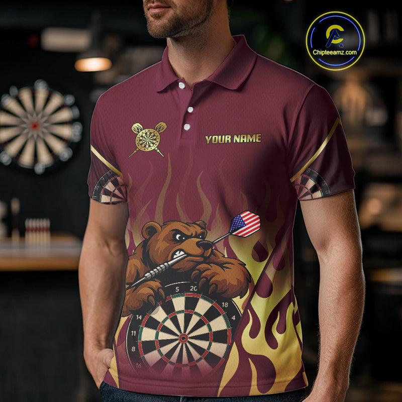 US Flag Dart Arrow Custom Brown Bear Dart Shirt For Men, Dart Team Jerseys NYN0091