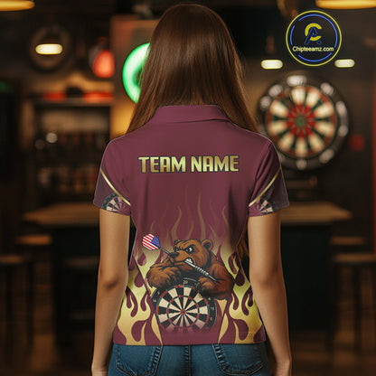 US Flag Dart Arrow Custom Brown Bear Dart Shirt For Women, Dart Team Jerseys NYN0091