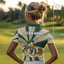 Load image into Gallery viewer, Womens Funny Duck Golf Shirts Grunge Green Beige Golf Clothing Custom Golf Team Polo, Golf Upf Shirts NYN2998
