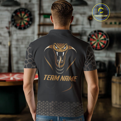 Dark Brown Cobra & Dart Arrow Men's Darts Shirt - Custom Name For Darts Jersey NYN0443
