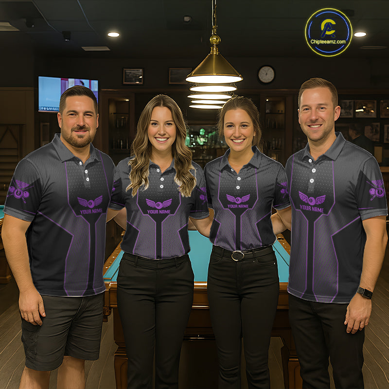 Thunder Purple 8 Ball Pool Women Billiard Polo & 1/4-Zip Jersey Custom Billiard Shirt Designs NYN2410
