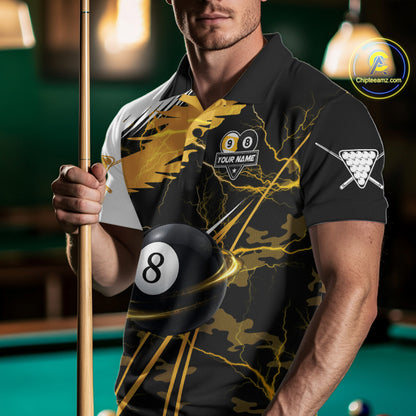 Lightning Yellow Billiard 8 Ball & 9 Ball Pool Shirt For Men Custom Camo Billiard Team Jersey NYN3424