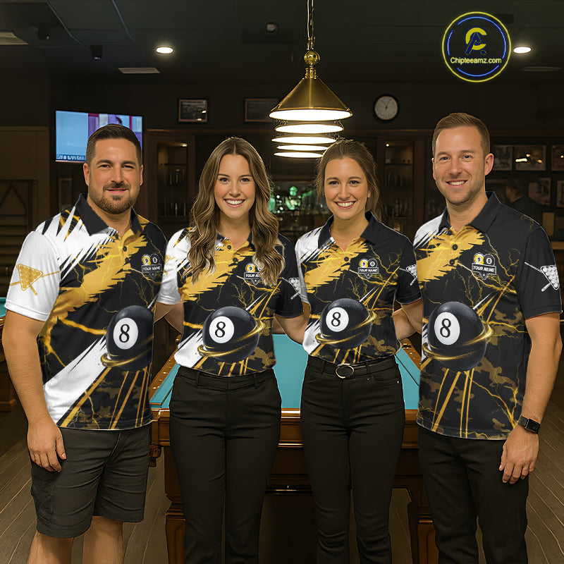 Lightning Yellow Billiard 8 Ball & 9 Ball Pool Shirt For Men Custom Camo Billiard Team Jersey NYN3424