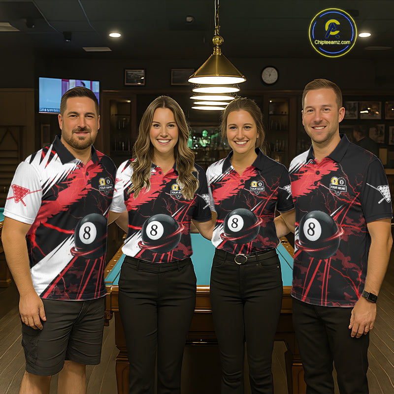 Lightning Red Billiard 8 Ball & 9 Ball Pool Shirt For Women Custom Camo Billiard Team Jersey NYN3425