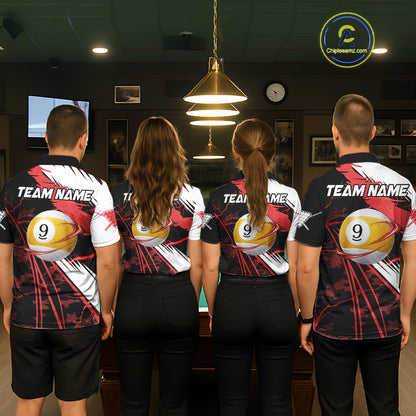 Lightning Red Billiard 8 Ball & 9 Ball Pool Shirt For Women Custom Camo Billiard Team Jersey NYN3425
