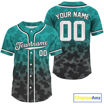 Custom Black Turquoise Camo Baseball Shirt For Men Baseball Team Jerseys NYN1595