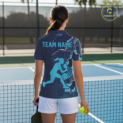 Custom Blue Torn Pickleball Paddle League Jerseys For Women Pickleball Team Shirts NYN2143