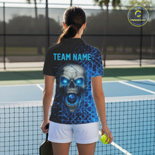 Load image into Gallery viewer, Custom Blue Dripping Skull Pickleball Ball League Jerseys Women Pickleball Paddle Shirts NYN2144