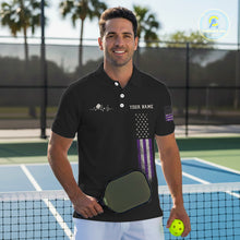 Load image into Gallery viewer, Custom Purple Grunge Skull Pickleball Ball League Jerseys For Men US Flag Pickleball Shirts NYN2151