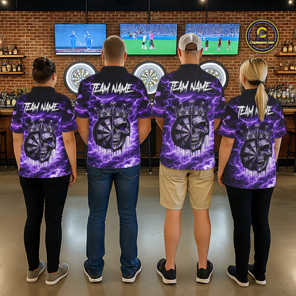 Thunder Purple Cracked Crown Skull Dartboard Men Darts Polo Shirt Custom Dart League Shirt NYN2645